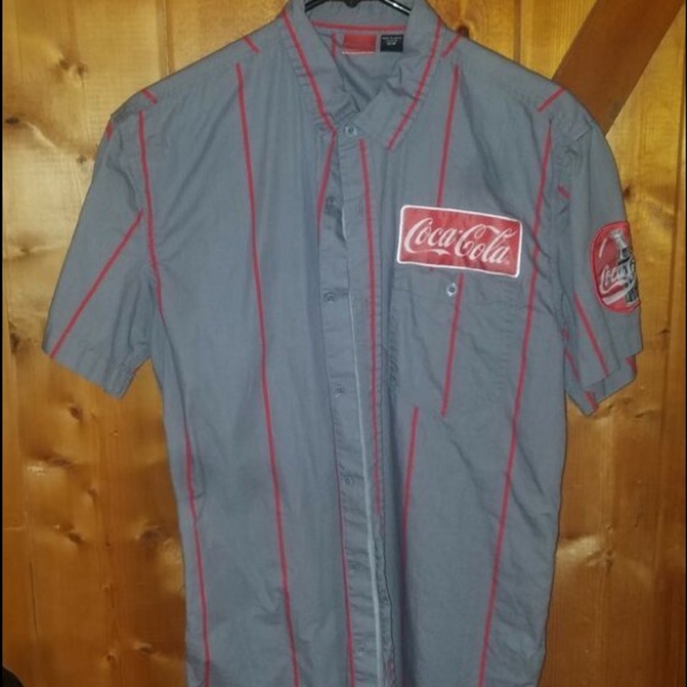 Coca-Cola Shirt Men's L Gray Uniform Button up